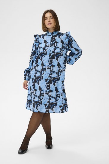 Kaffe Curve Sasja Vestido Blue Snake Flower - Vestidos - 