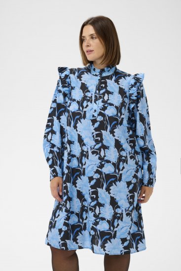 Kaffe Curve Sasja Vestido Blue Snake Flower - Vestidos - 