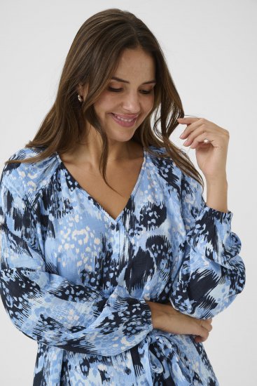 Kaffe Curve Aliana Dress Blue Flower Animal - Vestidos midi - 