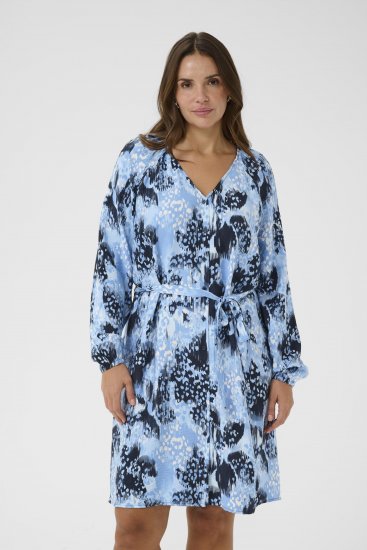 Kaffe Curve Aliana Dress Blue Flower Animal - Vestidos midi - 
