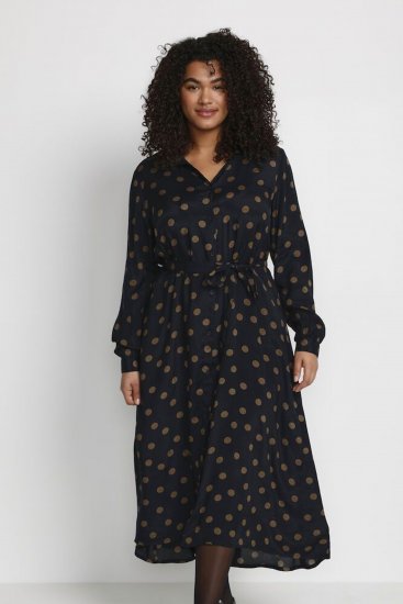 Kaffe Curve Olivia Vestido Preto com Mustang bolinha - Vestidos - 