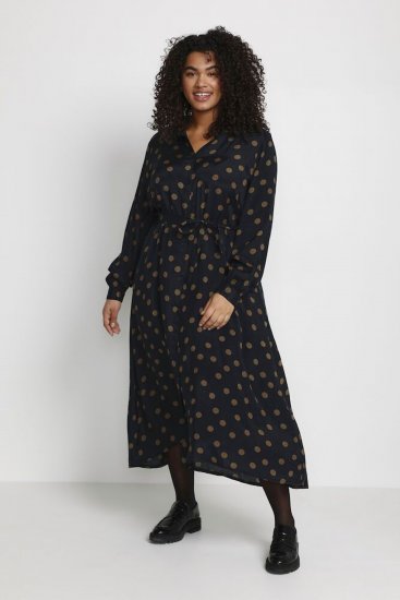 Kaffe Curve Olivia Vestido Preto com Mustang bolinha - Vestidos - 