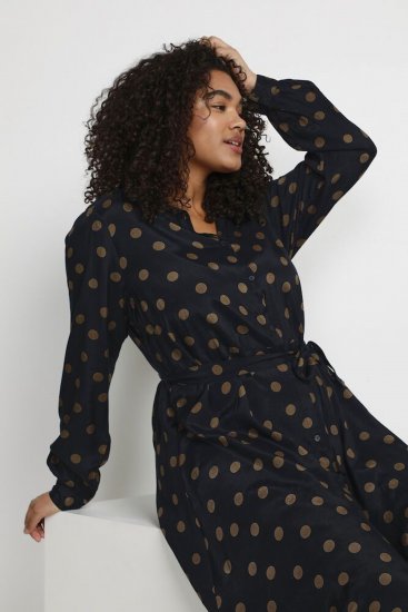 Kaffe Curve Olivia Vestido Preto com Mustang bolinha - Vestidos - 