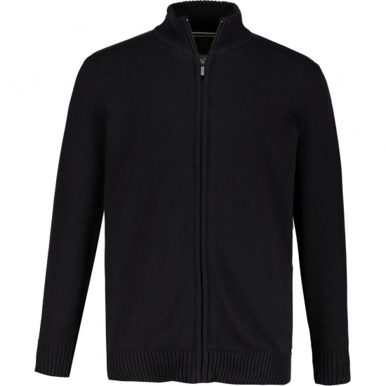 JP1880 Cardigan Knitted with Zipper Black TALL - ROUPAS DE HOMEM MT-6XLT - Tamanhos-Tall Homem