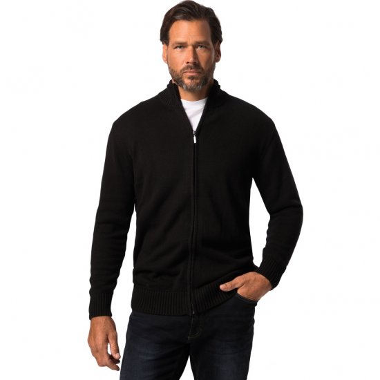 JP1880 Cardigan Knitted with Zipper Black TALL - ROUPAS DE HOMEM MT-6XLT - Tamanhos-Tall Homem