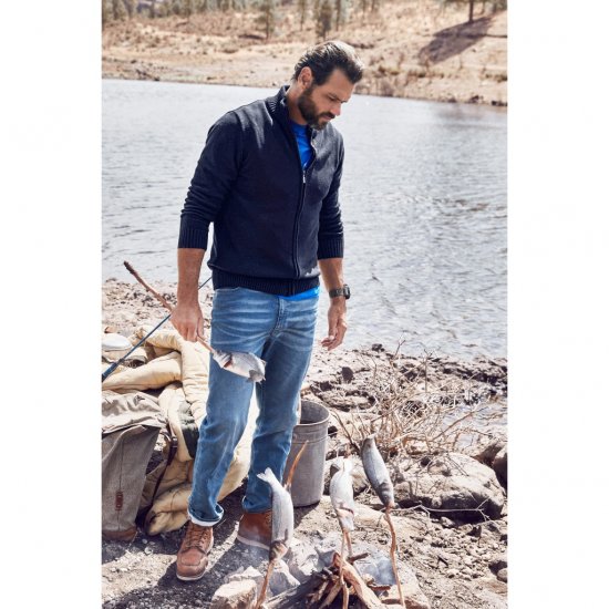 JP1880 Cardigan Knitted with Zipper Navy TALL - ROUPAS DE HOMEM MT-6XLT - Tamanhos-Tall Homem