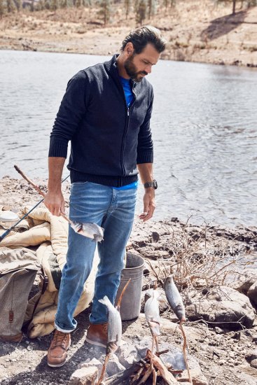 JP1880 Cardigan Knitted with Zipper Navy - Sweatshirts & hoodies - Sweatshirt & Camisolas com Capuz tamanhos grandes