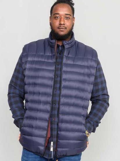 D555 WICKHAM 1 Puffer Gilet with Burgundy Lining Navy - Coletes - Coletes em tamanhos grandes