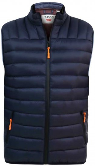 D555 WICKHAM 1 Puffer Gilet with Burgundy Lining Navy - Coletes - Coletes em tamanhos grandes