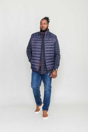 D555 WICKHAM 1 Puffer Gilet with Burgundy Lining Navy - Coletes - Coletes em tamanhos grandes