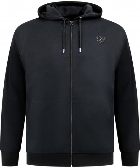 Duke Kenilworth Pin Tuck Sleeves Zip Through Hoodie Dark Navy - Sweatshirts & hoodies - Sweatshirt & Camisolas com Capuz tamanhos grandes