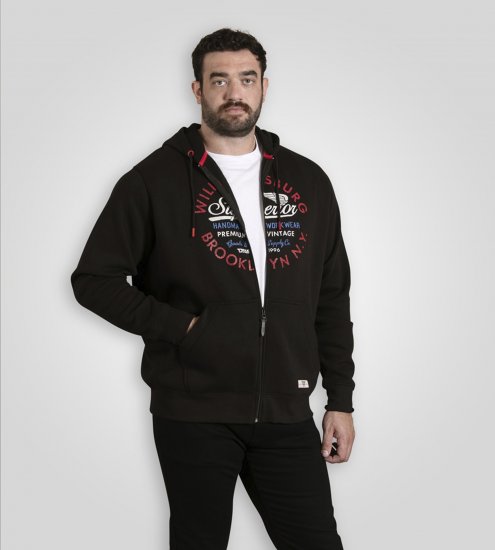 Duke Southampton Brooklyn Chest Print Full Zip Hoodie Black - Sweatshirts & hoodies - Sweatshirt & Camisolas com Capuz tamanhos grandes