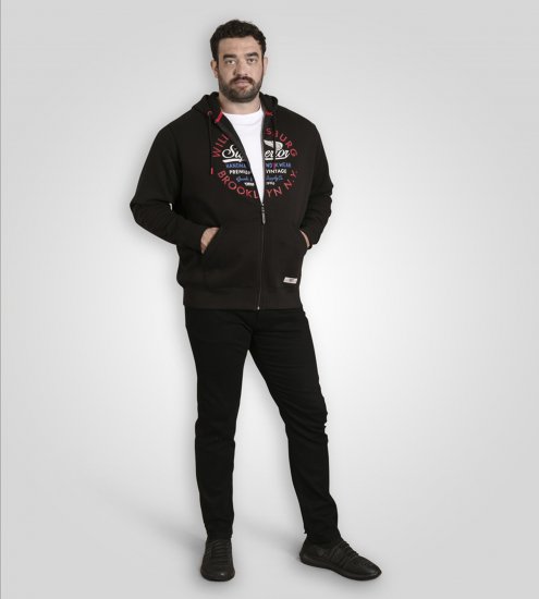 Duke Southampton Brooklyn Chest Print Full Zip Hoodie Black - Sweatshirts & hoodies - Sweatshirt & Camisolas com Capuz tamanhos grandes