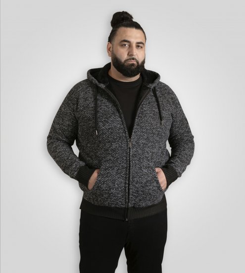 Duke Fareham Bonded Sherpa Lining Knitted Hoodie Grey - Sweatshirts & hoodies - Sweatshirt & Camisolas com Capuz tamanhos grandes