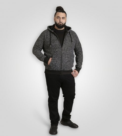 Duke Fareham Bonded Sherpa Lining Knitted Hoodie Grey - Sweatshirts & hoodies - Sweatshirt & Camisolas com Capuz tamanhos grandes