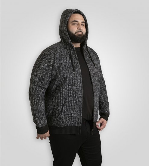 Duke Fareham Bonded Sherpa Lining Knitted Hoodie Grey - Sweatshirts & hoodies - Sweatshirt & Camisolas com Capuz tamanhos grandes