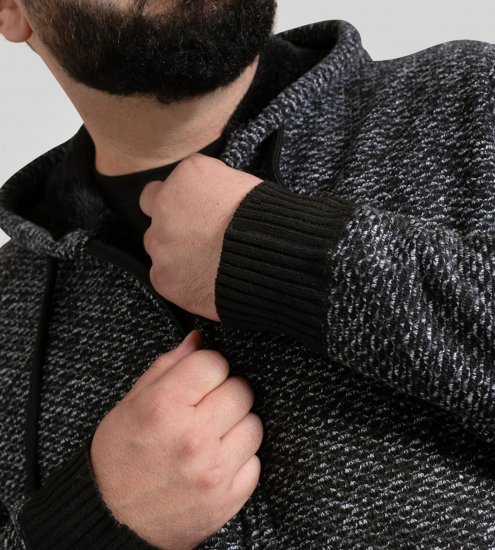 Duke Fareham Bonded Sherpa Lining Knitted Hoodie Grey - Sweatshirts & hoodies - Sweatshirt & Camisolas com Capuz tamanhos grandes