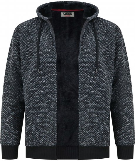 Duke Fareham Bonded Sherpa Lining Knitted Hoodie Grey - Sweatshirts & hoodies - Sweatshirt & Camisolas com Capuz tamanhos grandes