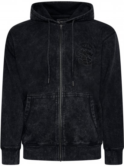 Kam Jeans 7082 Garment DYE with Zipper Hoodie Black - Sweatshirts & hoodies - Sweatshirt & Camisolas com Capuz tamanhos grandes
