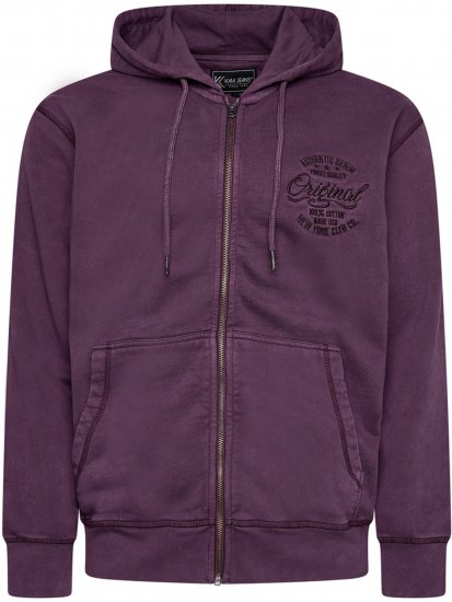 Kam Jeans 7082 Garment DYE with Zipper Hoodie Purple - Sweatshirts & hoodies - Sweatshirt & Camisolas com Capuz tamanhos grandes