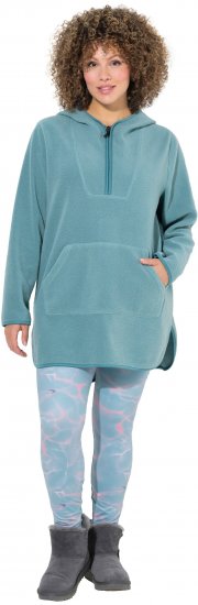 Ulla Popken Teddy Fleece Hooded Zip Neck Sweatshirt Ice Green - Sweatshirts & hoodies - 