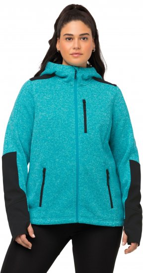 Ulla Popken Contrast Inserts Sweater Knit Hoodie Aquamarine - Sweatshirts & hoodies - 