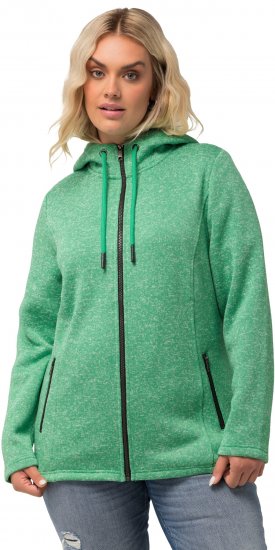 Ulla Popken Melange Knit Fleece Lined Hoodie Spring Green - Sweatshirts & hoodies - 