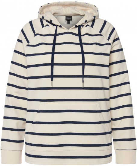 Ulla Popken Stripe Print Loungewear Hoodie Chalk - Sweatshirts & hoodies - 