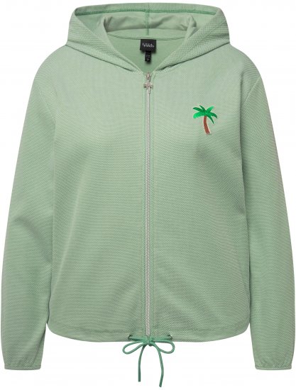 Ulla Popken Drawstring Hem Zip-Up Hoodie Light Green - Sweatshirts & hoodies - 