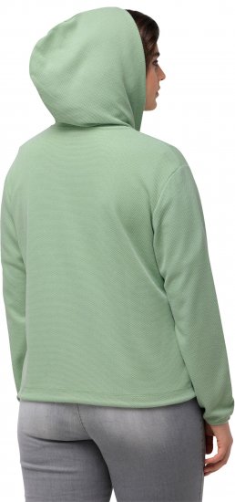 Ulla Popken Drawstring Hem Zip-Up Hoodie Light Green - Sweatshirts & hoodies - 