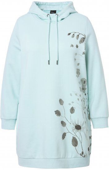 Ulla Popken Oversized Grass Graphic Hoodie Glacier Green - Sweatshirts & hoodies - 