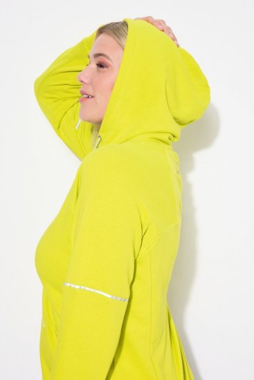 Ulla Popken Zippered Pocket and Reflective Piping Hoodie Green Apple - Sweatshirts & hoodies - Sweatshirts, Hoodies e Malhas Aconchegantes