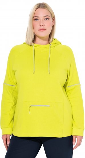 Ulla Popken Zippered Pocket and Reflective Piping Hoodie Green Apple - Sweatshirts & hoodies - 