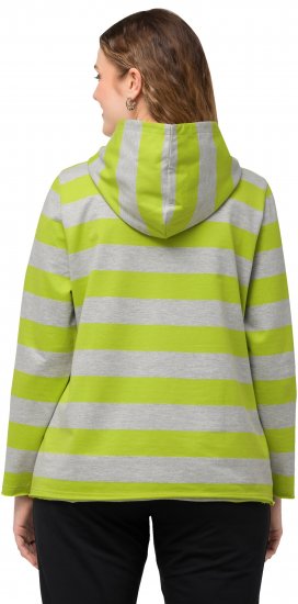Ulla Popken Mixed Stripe Long Sleeve Hoodie Apple Green - Sweatshirts & hoodies - 