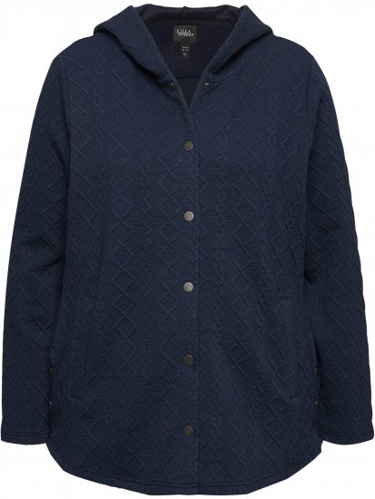 Ulla Popken Cable Knit Long Sleeve Hoodie Navy - Sweatshirts & hoodies - 