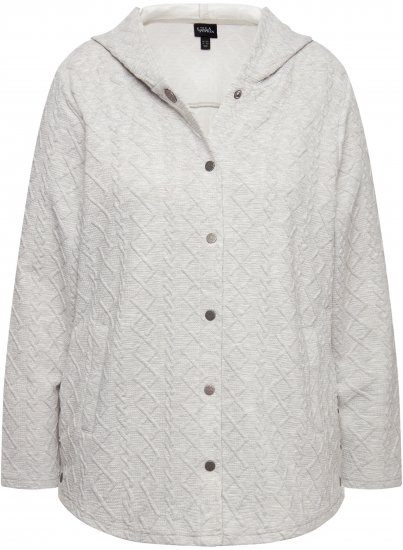 Ulla Popken Cable Knit Long Sleeve Hoodie Light Grey Melange - Sweatshirts & hoodies - 
