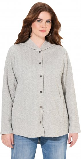 Ulla Popken Cable Knit Long Sleeve Hoodie Light Grey Melange - Sweatshirts & hoodies - 