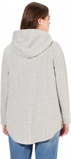 Ulla Popken Cable Knit Long Sleeve Hoodie Light Grey Melange - Sweatshirts & hoodies - 