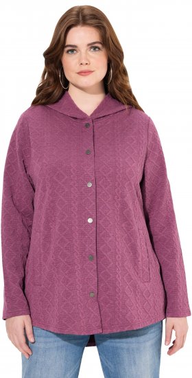 Ulla Popken Cable Knit Long Sleeve Hoodie Berry - Sweatshirts & hoodies - 
