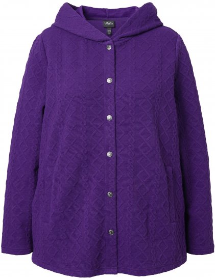Ulla Popken Cable Knit Long Sleeve Hoodie Deep Violet - Sweatshirts & hoodies - 