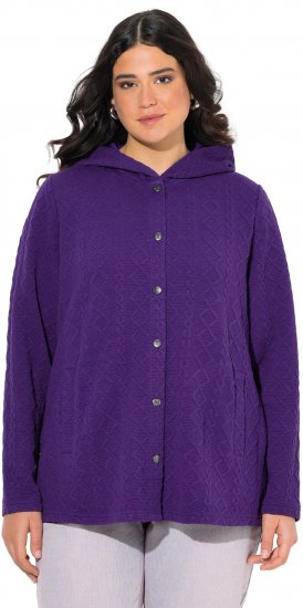 Ulla Popken Cable Knit Long Sleeve Hoodie Deep Violet - Sweatshirts & hoodies - 