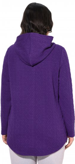 Ulla Popken Cable Knit Long Sleeve Hoodie Deep Violet - Sweatshirts & hoodies - 