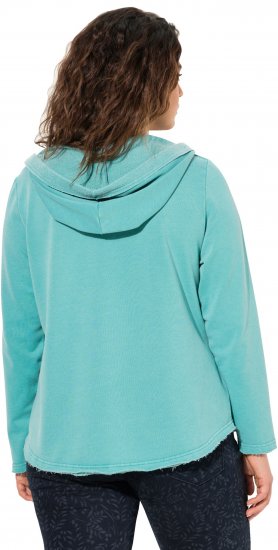 Ulla Popken Open Edged Long Sleeve V-Neck Hoodie Mint Green - Sweatshirts & hoodies - 