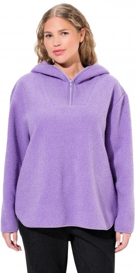 Ulla Popken Teddy Plush Long Sleeve Hoodie Pale Lilac - Sweatshirts & hoodies - 
