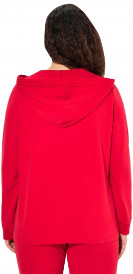 Ulla Popken Plunge Neck Long Sleeve Hoodie Salsa Red - Sweatshirts & hoodies - 