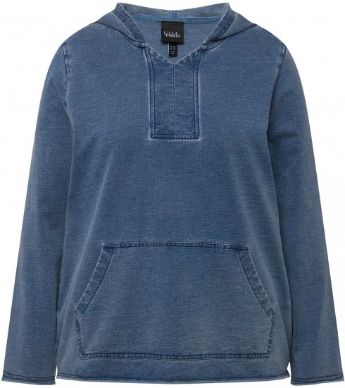 Ulla Popken Raw Hem Long Sleeve Hoodie Night Blue - Sweatshirts & hoodies - 