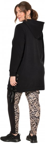 Ulla Popken Longline Lace Up Hoodie Black - Sweatshirts & hoodies - 
