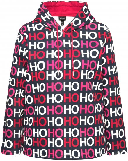 Ulla Popken Ho Ho Ho Lettering Hooded Sweatshirt Navy - Sweatshirts & hoodies - 