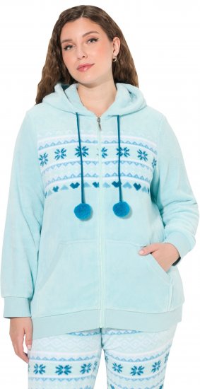 Ulla Popken Plush Alpine Striped Motif Loungewear Hoodie Baby Blue - Sweatshirts & hoodies - 