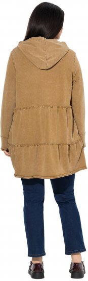 Ulla Popken Tiered Flounce Panel Zip Up Hoodie Mocha Brown - Sweatshirts & hoodies - 
